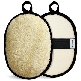 YIQINGJIE Natural Shower Loofah Sponge Exfoliating Body ScrubberNatural Organic Beauty Exfoliating Loofah for Men and Women, Suitable for Cleansing Face Scrubber and Body Bath,Large Black(2 Pack)