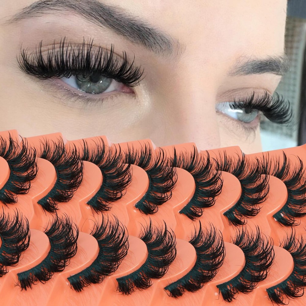 Focipeysa Volume False Eyelashes Manga Wispy Lash Pack 15mm Strip Lash D Curly Faux Mink Lashes that Look Like Lash Extensions Wispy False Lash Pack DIY Lash at Home