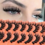 Focipeysa Volume False Eyelashes Manga Wispy Lash Pack 15mm Strip Lash D Curly Faux Mink Lashes that Look Like Lash Extensions Wispy False Lash Pack DIY Lash at Home