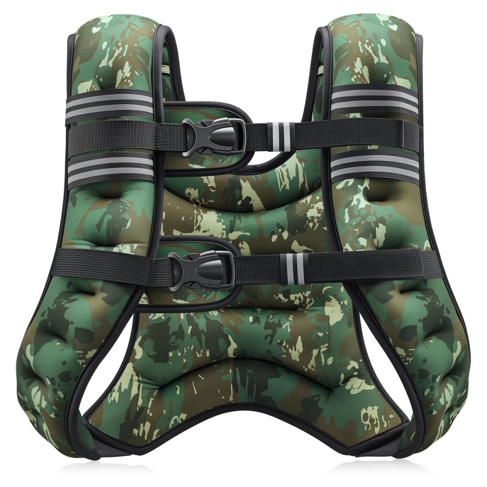 ZELUS Weighted Vest, 6lb/8lb/12lb/16lb/20lb/25lb/30lb Weight Vest for Men Women with Storage Pocket Reflective Strips for Workout Strength Training Running Muscle Building, Green Camo (16 lb)