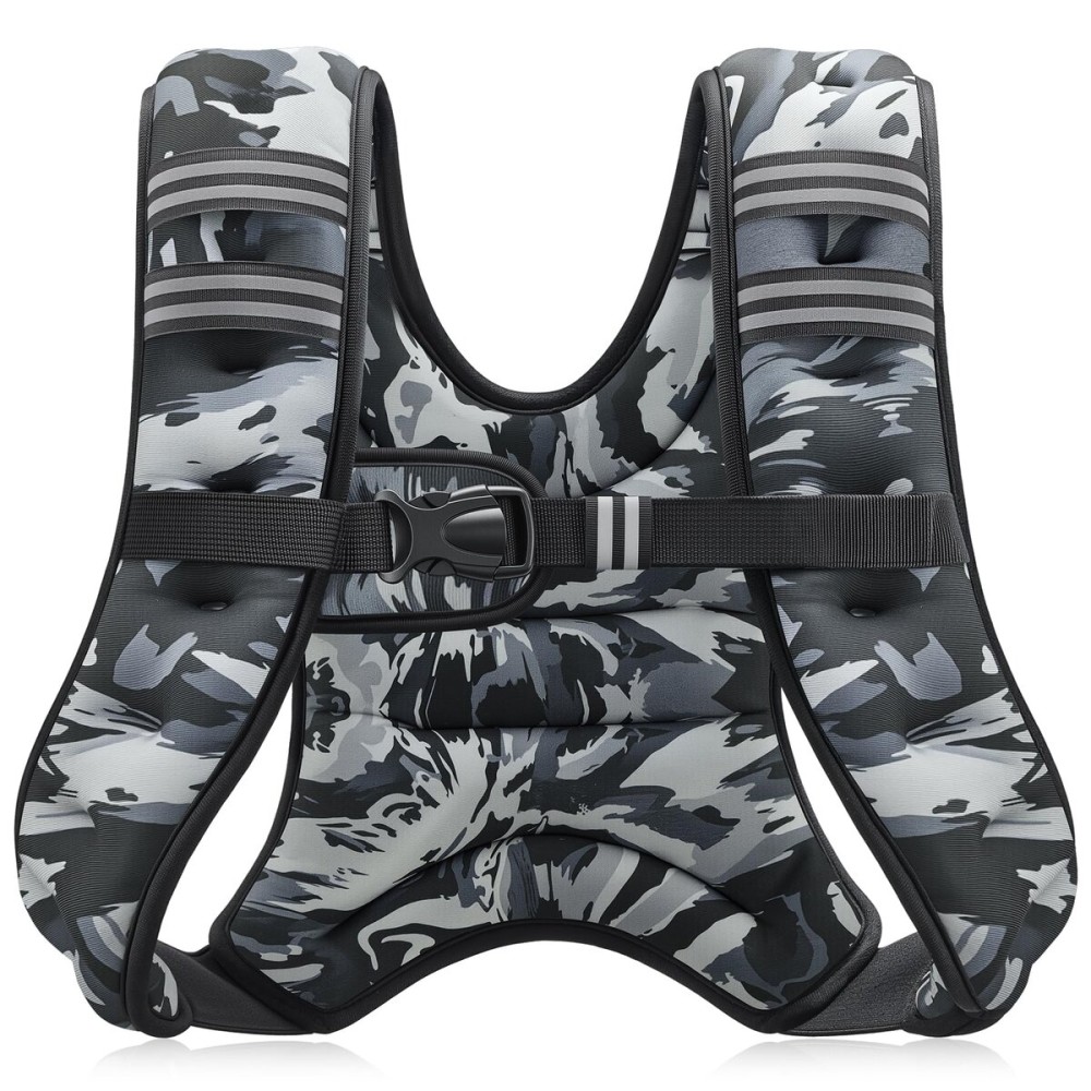 ZELUS Weighted Vest, 6lb/8lb/12lb/16lb/20lb/25lb/30lb Weight Vest for Men Women with Storage Pocket & Reflective Strips for Workout Strength Training Running Muscle Building, Gray Camo (12 lb)