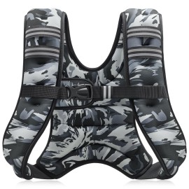 ZELUS Weighted Vest, 6lb/8lb/12lb/16lb/20lb/25lb/30lb Weight Vest for Men Women with Storage Pocket & Reflective Strips for Workout Strength Training Running Muscle Building, Gray Camo (12 lb)