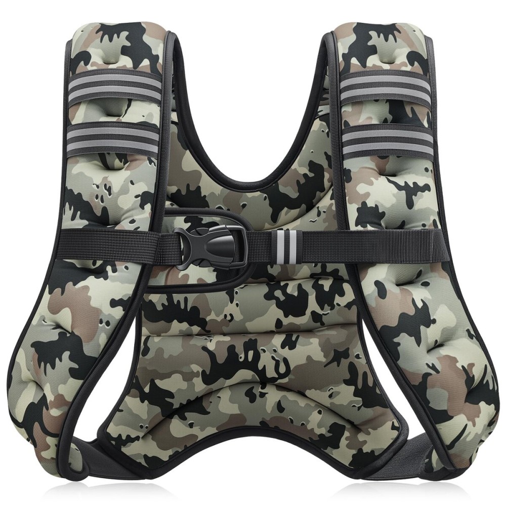 ZELUS Weighted Vest, 6lb/8lb/12lb/16lb/20lb/25lb/30lb Weight Vest for Men Women with Storage Pocket & Reflective Strips for Workout Strength Training Running Muscle Building, Desert Camo (12 lb)