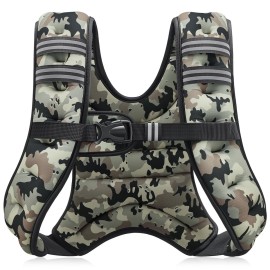 ZELUS Weighted Vest, 6lb/8lb/12lb/16lb/20lb/25lb/30lb Weight Vest for Men Women with Storage Pocket & Reflective Strips for Workout Strength Training Running Muscle Building, Desert Camo (12 lb)