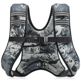 ZELUS Weighted Vest, 6lb/8lb/12lb/16lb/20lb/25lb/30lb Weight Vest for Men Women with Storage Pocket & Reflective Strips for Workout Strength Training Running Muscle Building, Urban Gray Camo (8 lb)