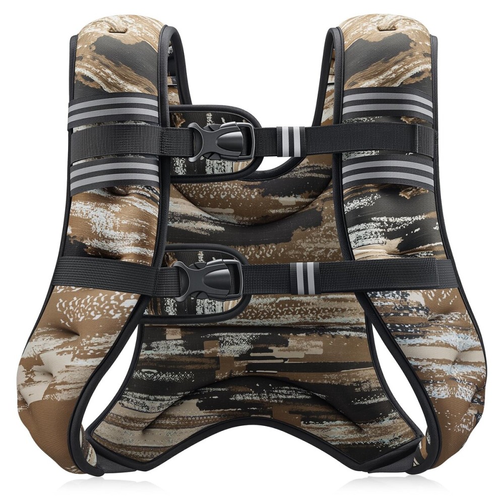 ZELUS Weighted Vest, 6lb/8lb/12lb/16lb/20lb/25lb/30lb Weight Vest for Men Women with Storage Pocket Reflective Strips for Strength Training Running Muscle Building, Brushstroke Sand Camo (16 lb)