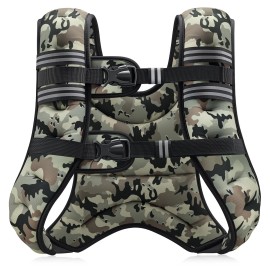 ZELUS Weighted Vest, 6lb/8lb/12lb/16lb/20lb/25lb/30lb Weight Vest for Men Women with Storage Pocket & Reflective Strips for Workout Strength Training Running Muscle Building, Desert Camo (16 lb)