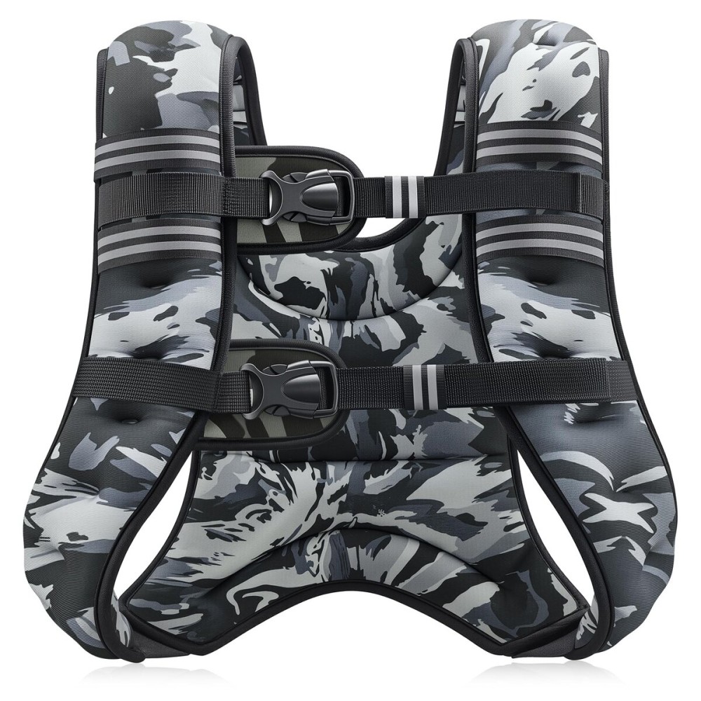 ZELUS Weighted Vest, 6lb/8lb/12lb/16lb/20lb/25lb/30lb Weight Vest for Men Women with Storage Pocket & Reflective Strips for Workout Strength Training Running Muscle Building, Gray Camo (16 lb)