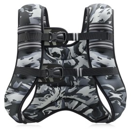 ZELUS Weighted Vest, 6lb/8lb/12lb/16lb/20lb/25lb/30lb Weight Vest for Men Women with Storage Pocket & Reflective Strips for Workout Strength Training Running Muscle Building, Gray Camo (16 lb)