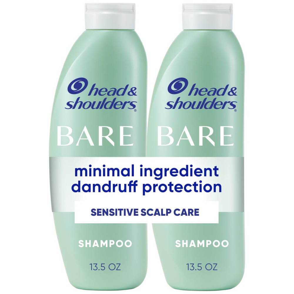 Head & Shoulders Anti-Dandruff Shampoo, BARE Sensitive Scalp Care Twin Pack, with 1% Pyrithione Zinc, Fragrance-Free, Free of Sulfates, Silicones, Gentle, 13.5 fl oz Each