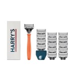 Harry\'s Original Shaving Kit for Men - Razor Handle, 15 Razor Blade Refills, and Travel Blade Cover - German Engineered - Orange