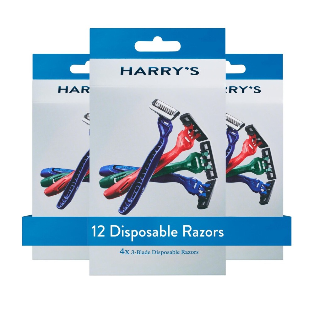 Harry\'s Disposable Razors for Men - 12 Count - 3-Blade Men\'s Razors for Travel and On-the-Go Convenience