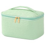 Meiyuuo Makeup Bag Large Cosmetic Bags for Women Girls Cute Travel Zipper Pouch Toiletry Organizer for Beauty Essentials Waterproof (Light Green)