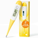 Boncare 10 Seconds Digital Thermometer for Adults and Kids - Accurate & Safe Rectal Thermometer for Baby with Fever Alarm, Oral Thermometer (Yellow)