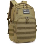 Wotony Military tactical backpack, backpack for men black small tactical assault bag (Khaki, 20 inch)