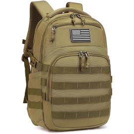 Wotony Military tactical backpack, backpack for men black small tactical assault bag (Khaki, 20 inch)