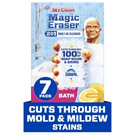 Mr. Clean Magic Eraser Sponge, Bathroom Cleaner, Soap Scum Shower & Tub Cleaner, 2 in 1 Bath, 7ct