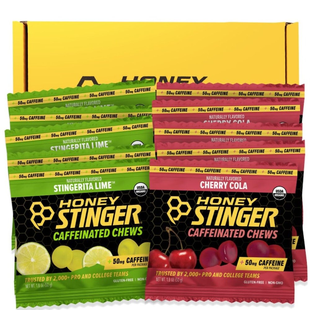 Honey Stinger Organic Caffeinated Energy Chew Variety Pack, 6 Packs Each of Cherry Cola & Stingerita Lime, Gluten Free, for Exercise, Endurance & Performance, Sports Nutrition for Home & Gym