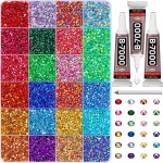 31000Pcs Rhinestones for Bedazzling, 3mm Bedazzler Kit with Flatback Rhinestones for Clothes Crafting Crafts Nails Clothing, Flat Back Resin Rainbow Colorful Colored Crystal with B 7000 Glue Clear