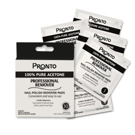 Pronto Nail Polish Remover Pads, 10 Pcs. Individually Wrapped Acetone Wipes, Pure Acetone Wipes Remover For Salon & Home - Quick Polish Nail Soak Pads