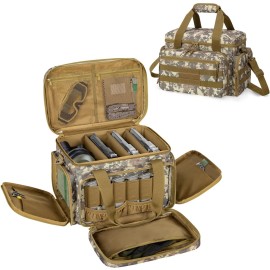 DSLEAF Tactical Gun Range Bag for 4 Handguns, Pistol Shooting Range Bag with 6X Magazine Slots and Extra Pockets for Ammo and Essentials