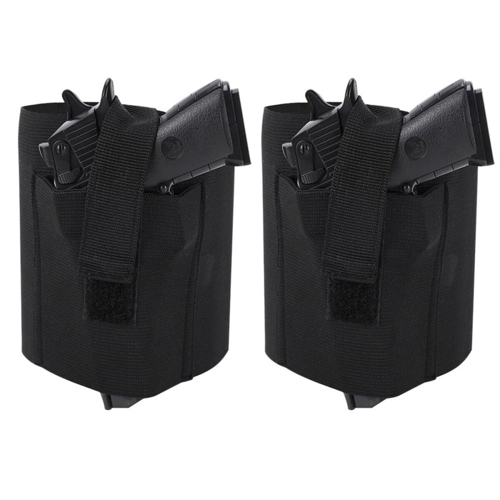 Accmor Ankle Holster for Concealed Carry, 2 Pack Elastic Leg Conceal Carry Gun Holsters with Magazine Pocket/Pouch for Men and Women, Right & Left Hand Draw