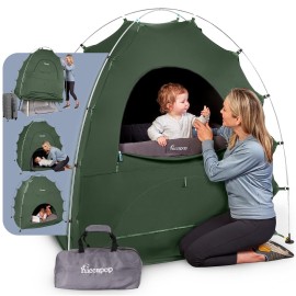 Hiccapop Daydreamer Blackout Tent for Pack and Play, Patented Portable Crib Tent, Blackout Canopy Crib Cover, Sleep Pod for Kids, Sage Green