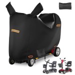Mobility Scooter Cover Waterproof Outdoor with 4 Reflective Strips & 2 Mirror Pockets,Electric Scooter Cover with 3 Windproof Buckles & Air Vents,Universal Fit XL - 57x27x39