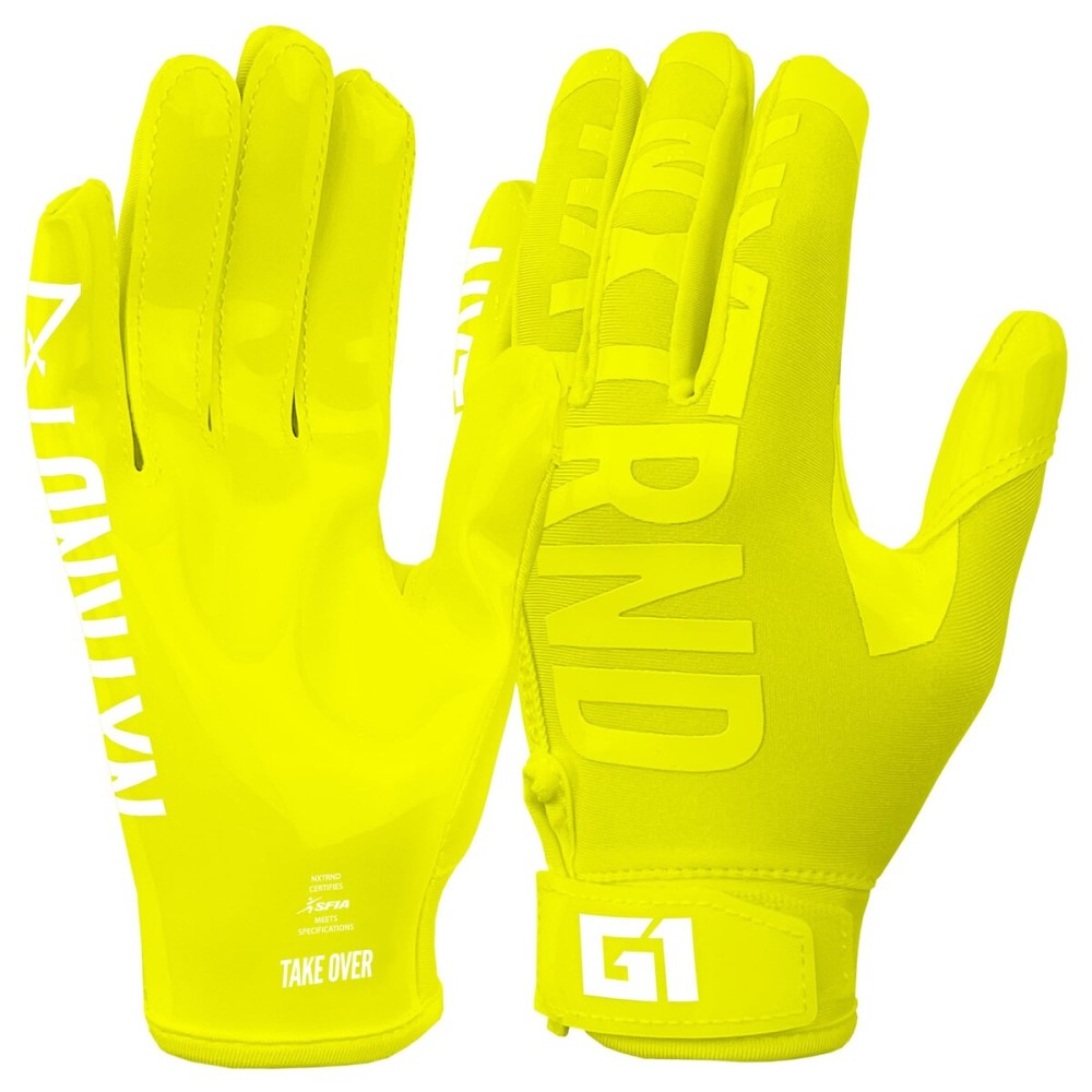 Nxtrnd G1 Youth Football Gloves, Kids Sticky Receiver Gloves (Neon Yellow, Youth Large)