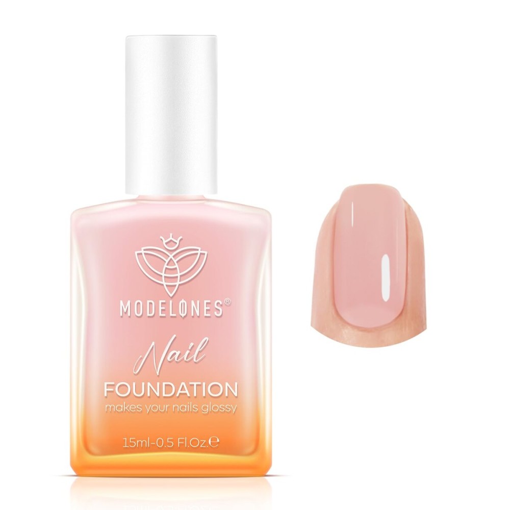 modelones Nail Strengthener Peachy Pink Nail Repair for Damaged Nails Strengthening Polish 15ml Nail Growth and Strengthener Natural Concealer Foundation Nail Care Gifts for Women