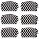 PAZIMIIK Checkered Makeup Bag for Purse Portable Zipper Make Up Pouch Small Cosmetic Case for Travel Accessories (6PCS Black)
