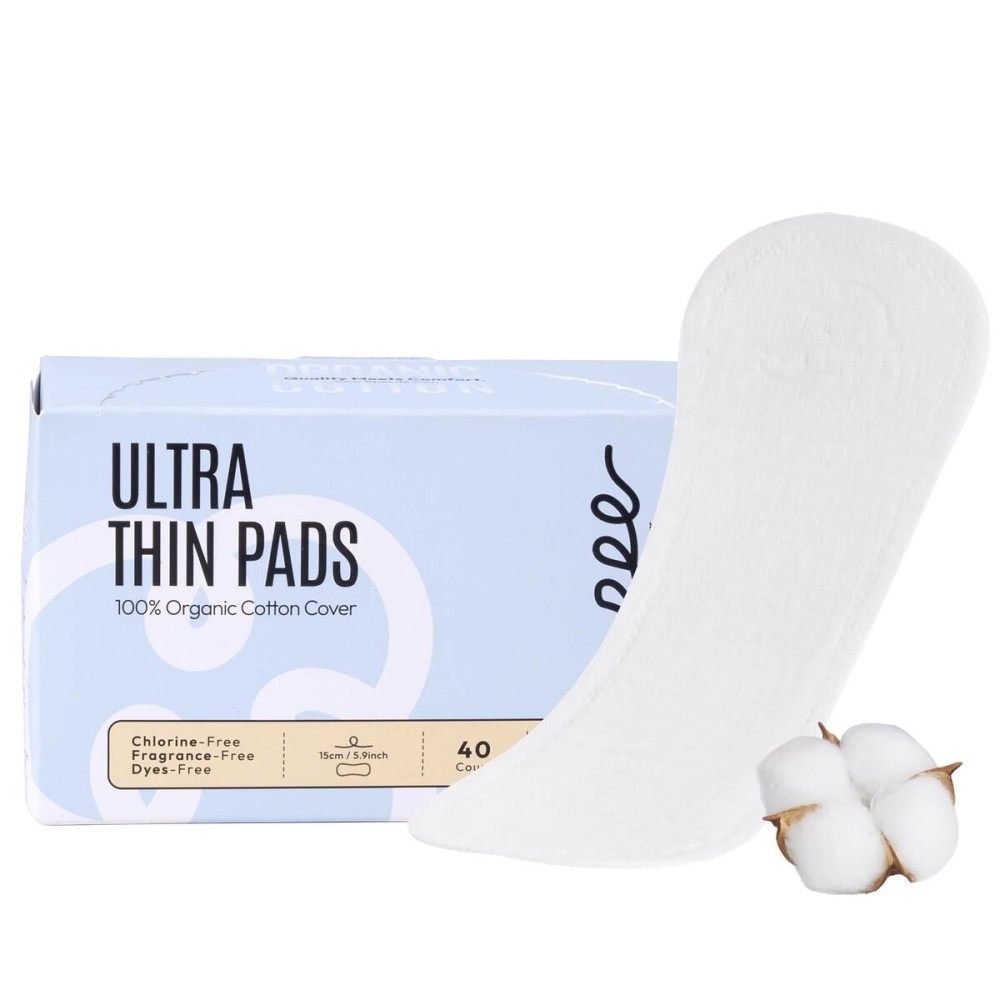 100% Organic Panty Liners for Women, Ultra Thin Cotton Cover, Regular Pantiliners, Light Absorbency, Unscented Barely There Pantie Liners, Individually Wrapped (Regular Liner, Size 1, 40ct)