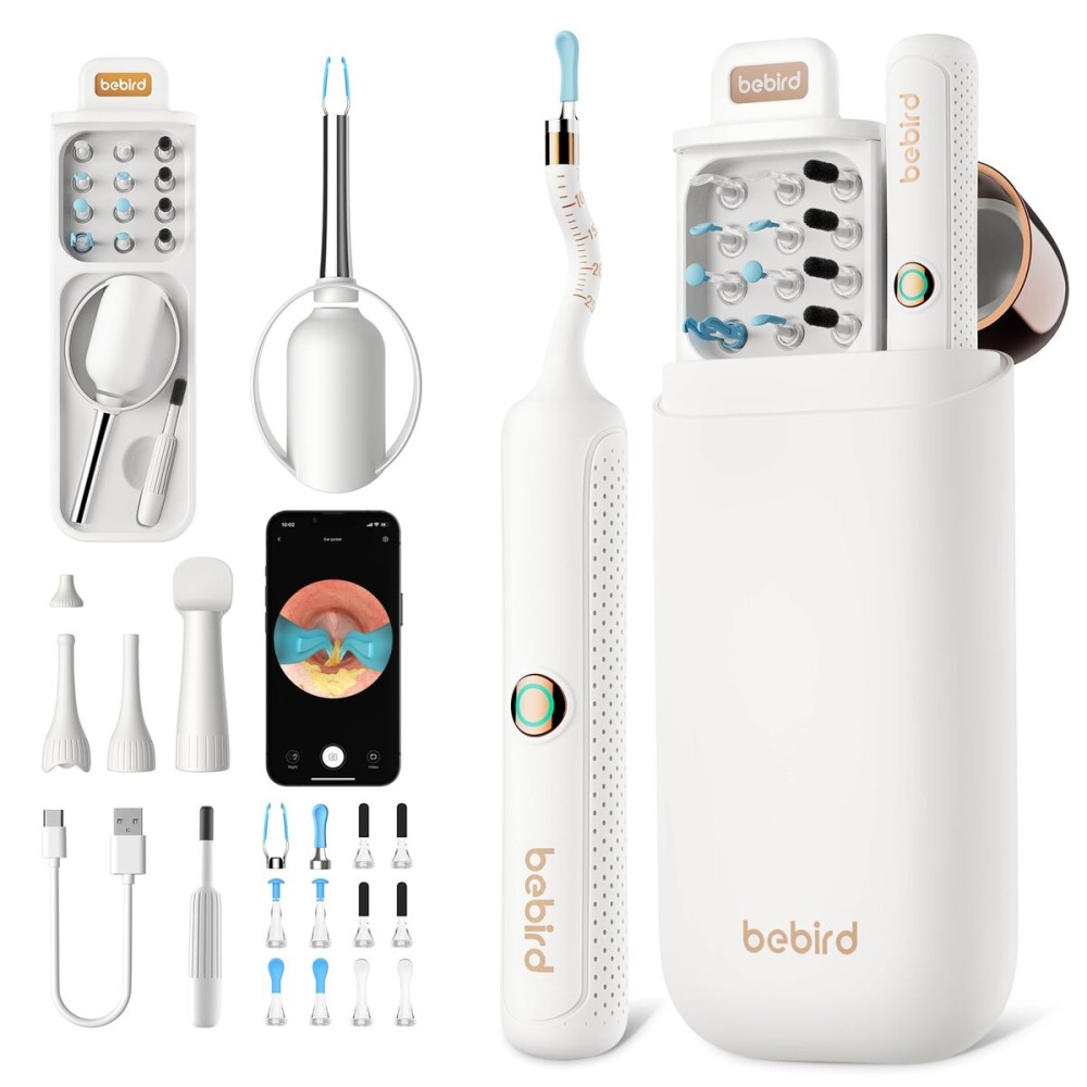 Bebird Earsight Plus R37R Ear Cleaning Camera Wax Removal Tool kit, Flexible Earwax Cleaner Scope Otoscope Cam Light, Visual Earpick Tweezers Wireless Ear-Wax Remover for Adults & Kids - White
