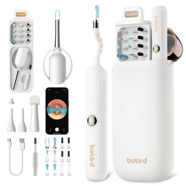 Bebird Earsight Plus R37R Ear Cleaning Camera Wax Removal Tool kit, Flexible Earwax Cleaner Scope Otoscope Cam Light, Visual Earpick Tweezers Wireless Ear-Wax Remover for Adults & Kids - White