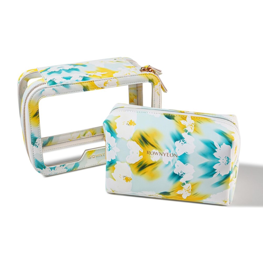 ROWNYEON Clear Cosmetic Bag Set, 2PCS Transparent Makeup Bag, TSA Travel Toiletry Bag Cosmetic Case Portable Make Up Organizer Bag,Green