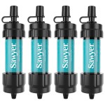 Sawyer Products SP3404 Mini Water Filtration System, Filter and Cleaning Plunger only, 4-Pack, Teal