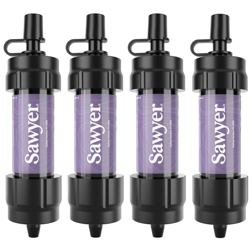Sawyer Products SP3504 Mini Water Filtration System, Filter and Cleaning Plunger only, 4-Pack, Purple