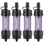 Sawyer Products SP3504 Mini Water Filtration System, Filter and Cleaning Plunger only, 4-Pack, Purple