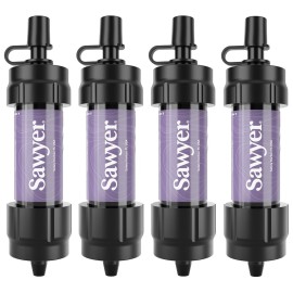 Sawyer Products SP3504 Mini Water Filtration System, Filter and Cleaning Plunger only, 4-Pack, Purple