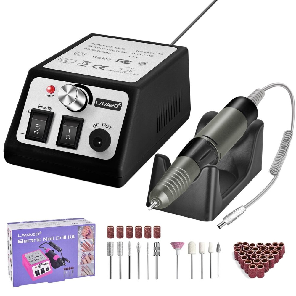 LAVAED Professional Nail Drill 35000RMP Electric Nail File Nail Filer Electric E Filer for Nails, Nails Drill Kit with Nail Drill Bits and Sanding Bands and for Acrylic Nail Gel Nail Manicure Pedicure