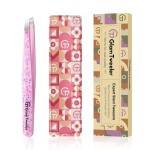 Expert Eyebrow Hair Removal Tweezer with Leather Case, GlamTweeler High Precision Slant Tip Stainless Steel Tweezers for Men and Women (Cherry Blossom Pink)