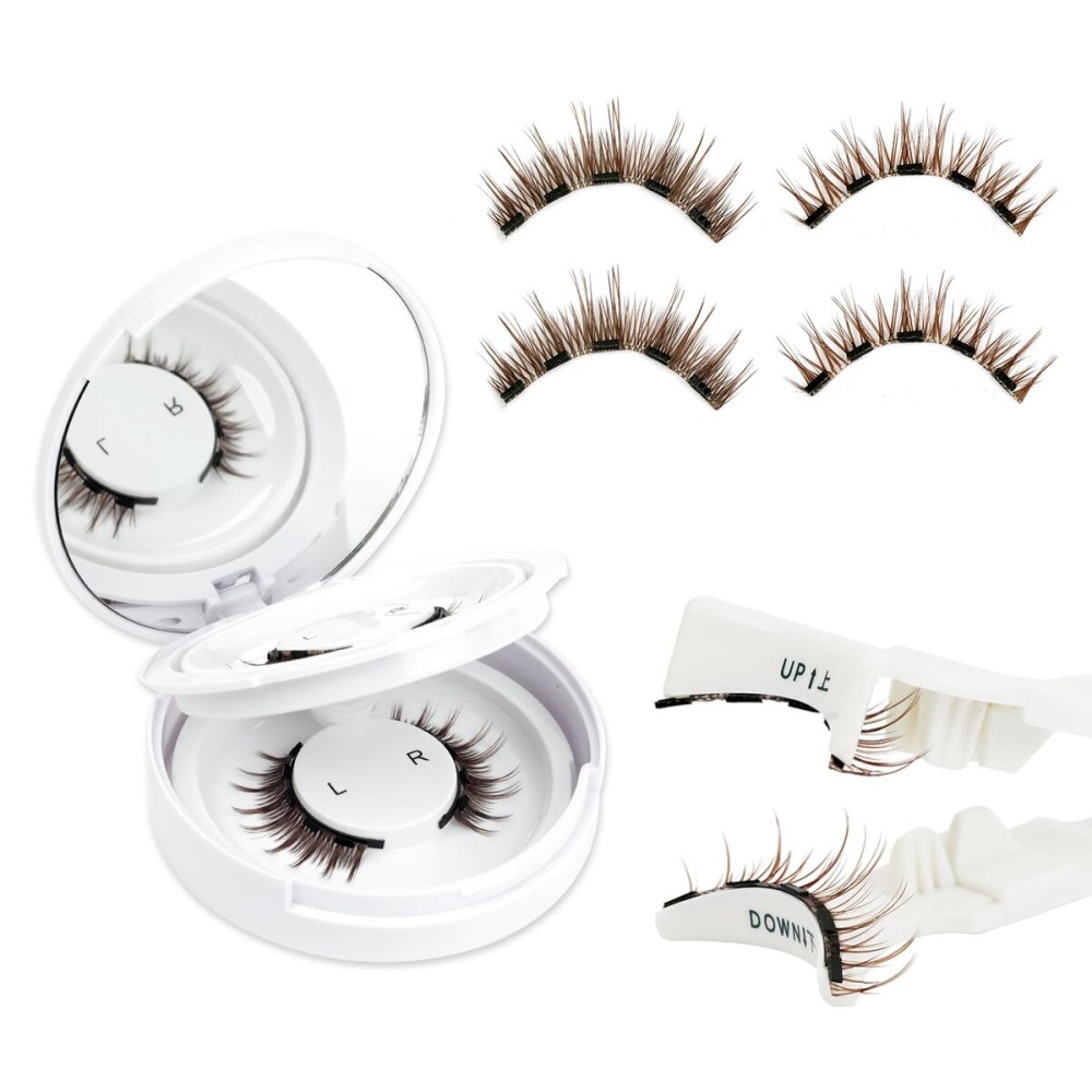 Natural Look Magnetic Eyelashes Kit - 2 Pairs Reusable Double Sided Magnetic Lashes With Applicator and Mirror, Easy To Wear And Remove, No Glue Needed Strip Lashes, Black Faux Cils by EMEDA (25)