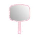 PROTECLE Large Hand Mirror, Salon Barber Hairdressing Handheld Mirror with Handle (Square Pink 10.3x7.4)
