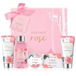 BODY & EARTH Spa Gift Set for Women - Luxurious 5 Pcs Bath and Body Gift Sets with Rose Scent, Spa Gift Box, Bath Set Includes Body Wash, Body Butter, Body Lotion and More, Birthday Gifts for Women