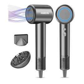 Hair Dryer, High-Speed Ionic Low Noise Blow Dryer for Fast Drying, Birthday Christmas Gifts for Women Men Mom Dad, Thermo-Control Quiet Compact Hair Blow Dryer for Travel Salon, Gray