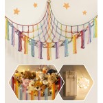RelaxScene Stuffed Animal Hammock Corner with LED Light - Toy Storage Hammock Plushie Net Large - Cute Stuff Animals Holder Hanging Organizer - Baby Room Rainbow Decor Kids Toddler Nursery Bedroom