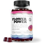 Flower Power Vaginal Dryness Gummies - Vaginal Moisturizer for Dryness, Feminine Care, Sugar Free Slippery Elm Bark Mix Berries, Blueberry Flavor Vaginal Moisture, Vegan, 60 Gummies