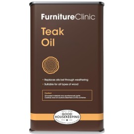 Furniture Clinic Teak Oil | 10x More Teak Oil | 170fl oz / 5 Liter | Wood Oil Protects & Cleans Outdoor & Indoor Furniture, & Boats | Restore & Protect Wood, Prevent Drying | Natural Matte Finish