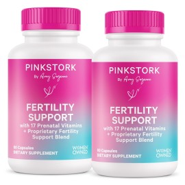 Pink Stork Fertility Supplements for Women - Prenatal Multivitamin with Ovulation, Conception, & Hormone Balance Support - 17 Vitamins & Inositol, Ashwagandha, & Vitex - 120 Capsules