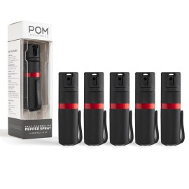 POM Pepper Spray Pocket Clip, Quick Flip Top Safety, Maximum Strength OC Formula with UV Marking Dye, Safe Compact and Tactical Design for Everyday Carry, 25 Bursts, 10 ft Range, 0.5 fl oz